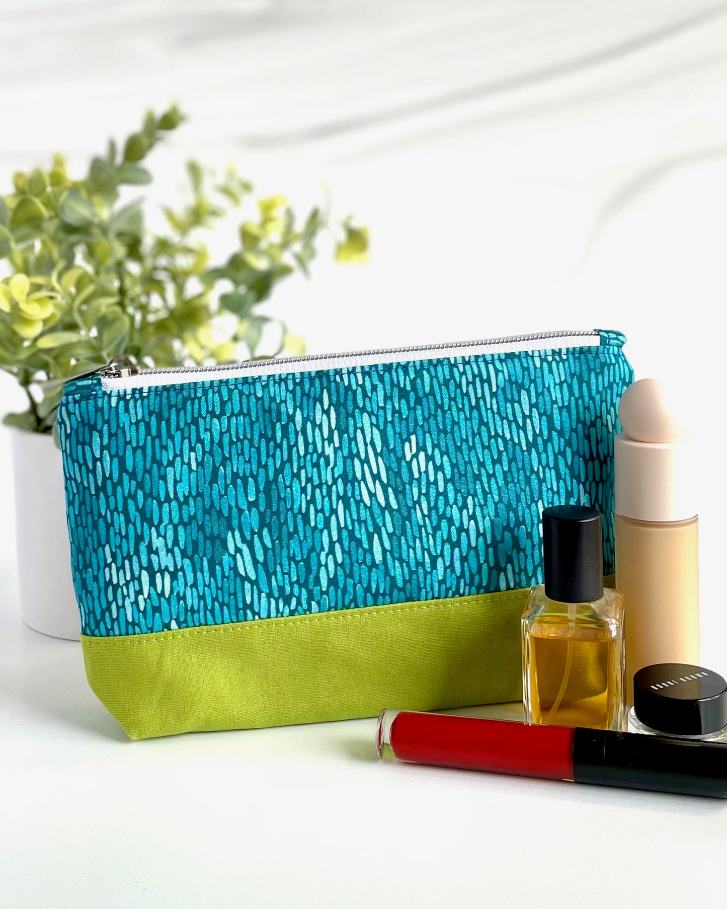 Blue Abstract Paint Strokes Zipper Pouch