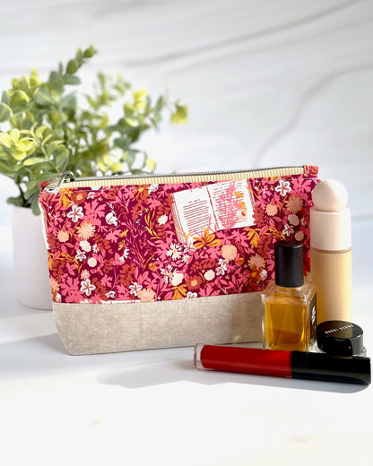 Floral Bookish Zipper Pouch