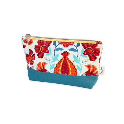 Red Floral Medium Pouch
