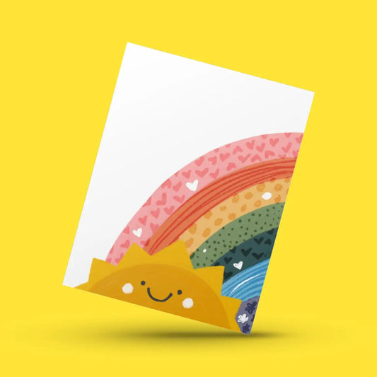 Smiley Rainbow Greeting Card - Meredith Ann Illustration