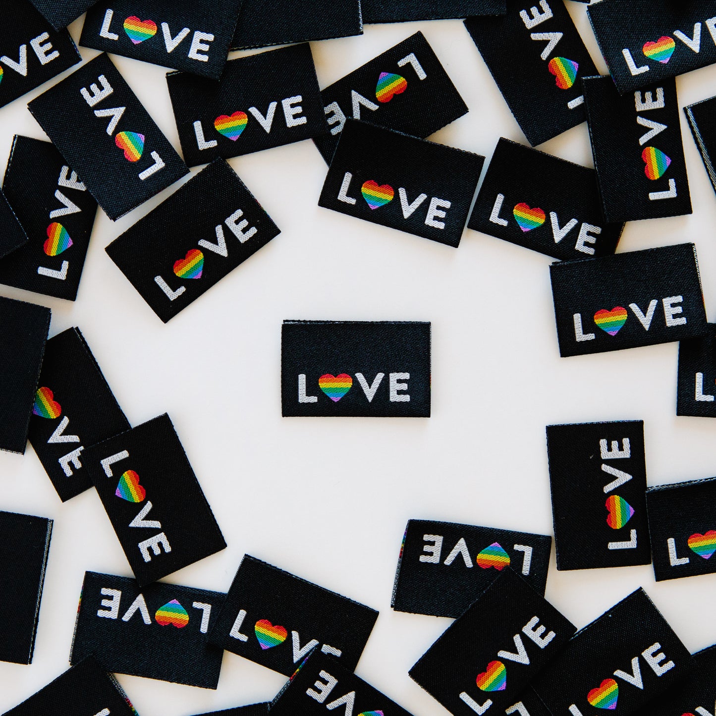 Love Pride Heart Woven Quilt Labels - Sarah Hearts