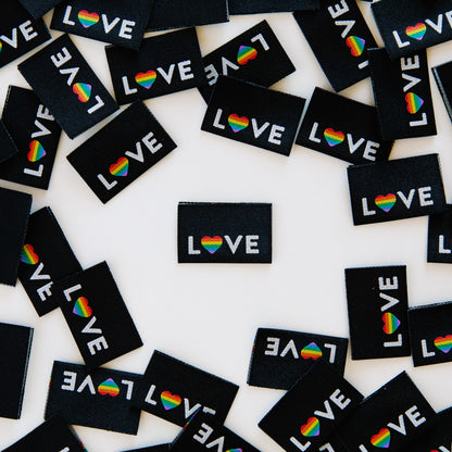 Love Pride Heart Woven Quilt Labels