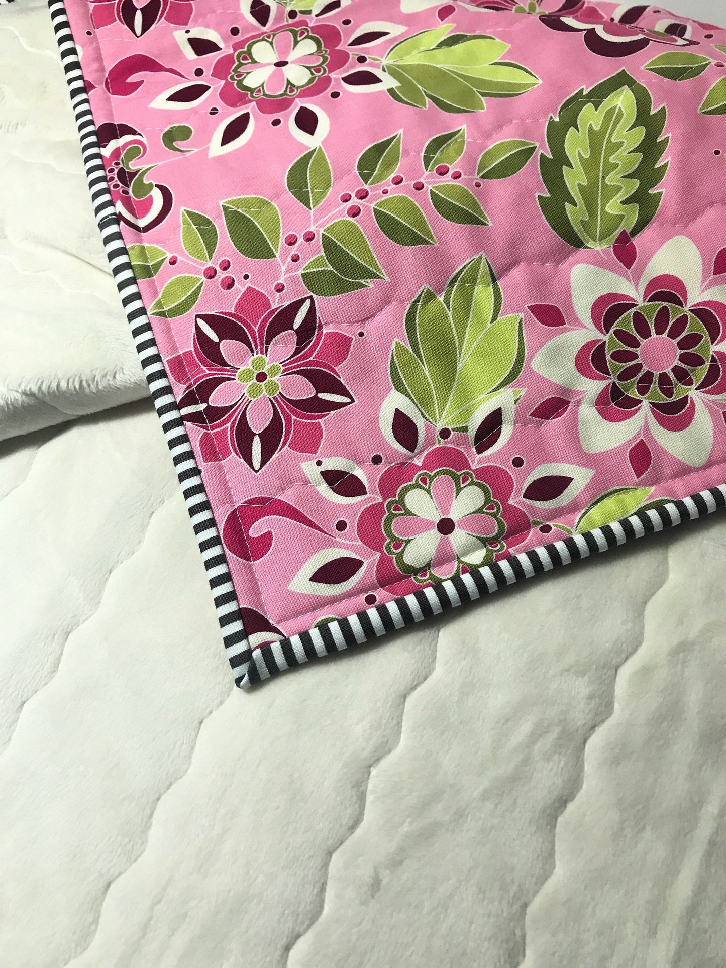 Pink Floral Baby Quilt