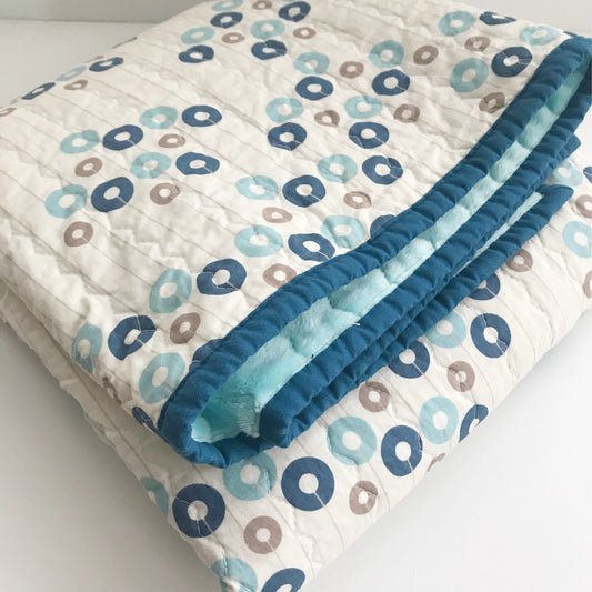 Mod Blue Circles Baby Quilt