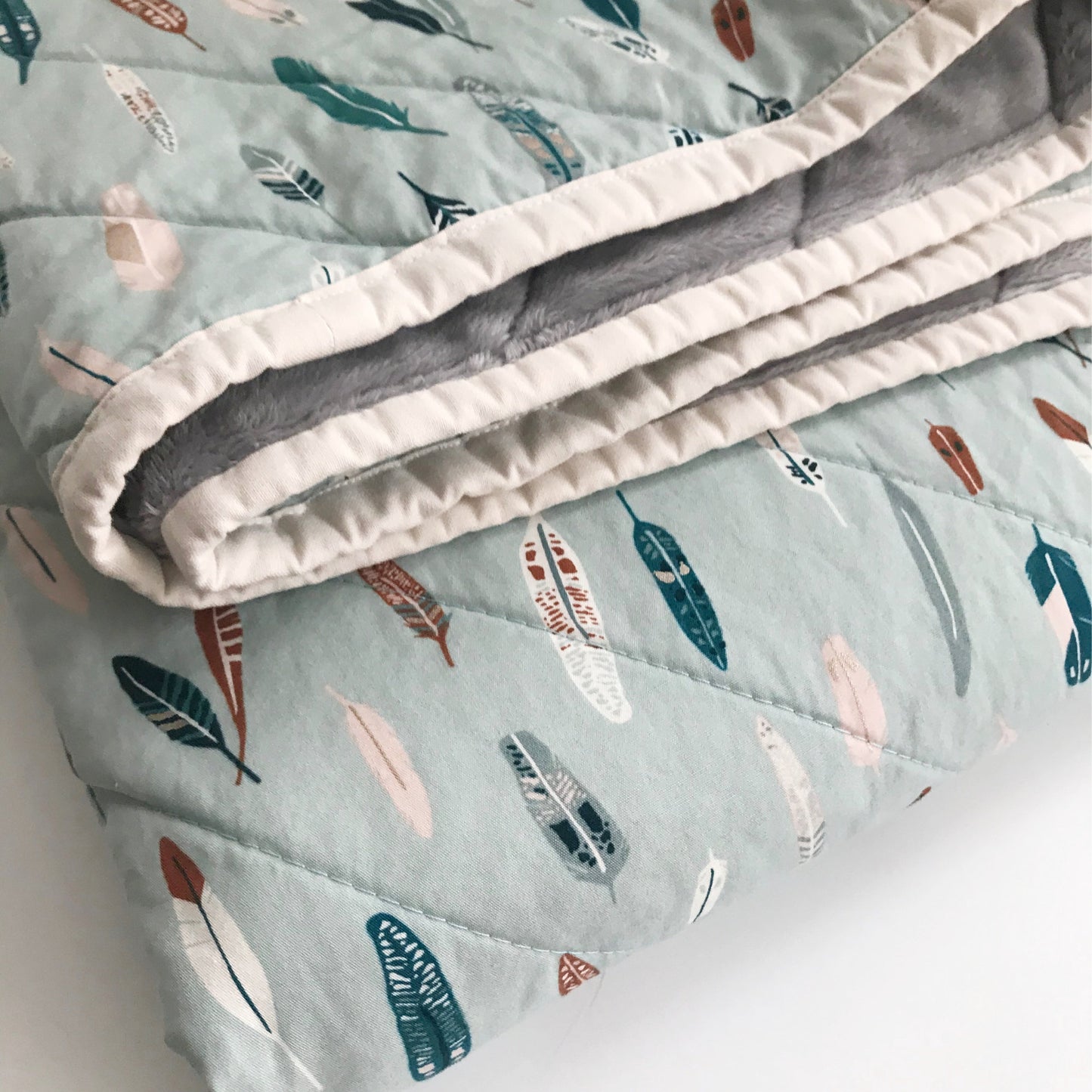 Blue Feathers Baby Quilt