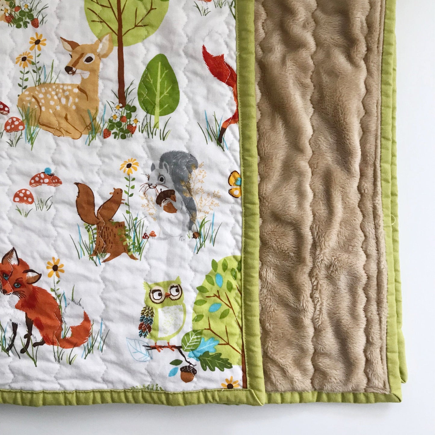 Green Forest Friends Baby Quilt