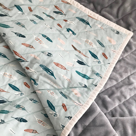 Blue Feathers Baby Quilt